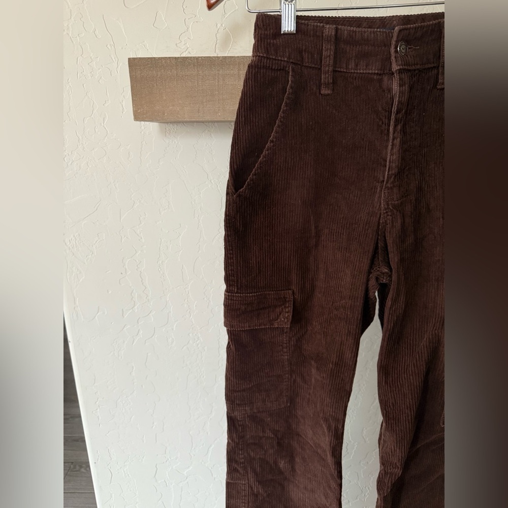 Hollister|Brown corduroy carpenter cargo jeans,ultra high rise baggy pants•••00 - Picture 6 of 13